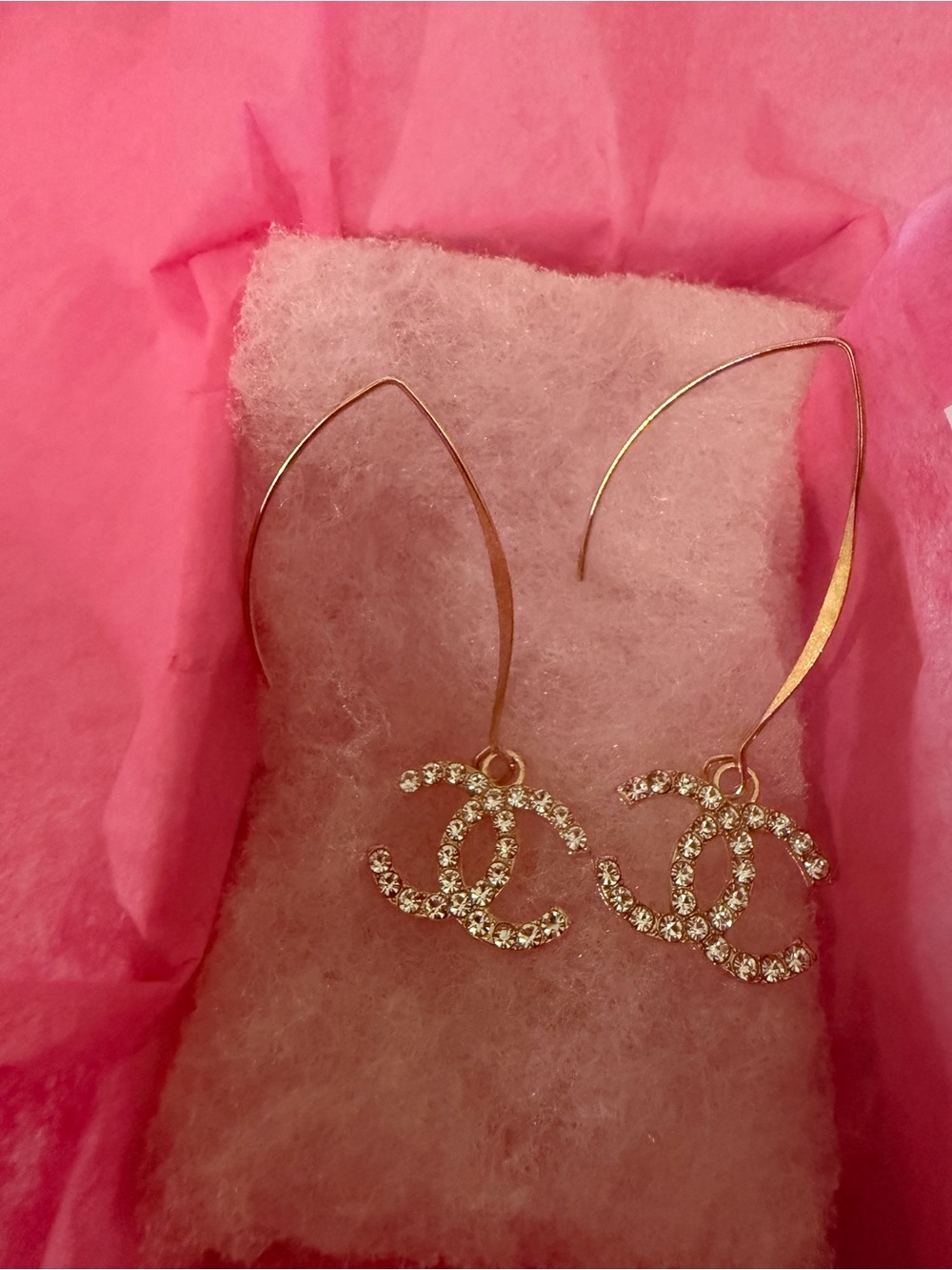 Crystal-Embellished Double-C Orbit Drop Earrings in Gold